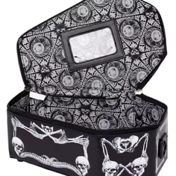 Gothic Shoulder Bag Purse Coffin Box Halloween Accessories (Black) - Picture 5 of 13